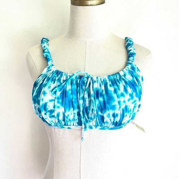 Sundazed Ledia Blue Tie-Dye Shirred Bikini Top Size 36 B/C - Picture 2 of 12